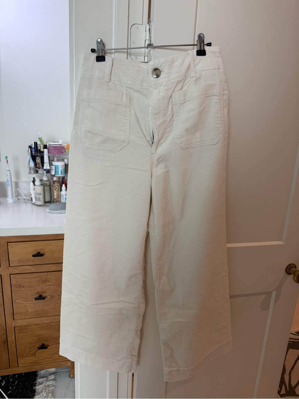 Maeve Cream Corduroy Wide-Leg Pants NEW